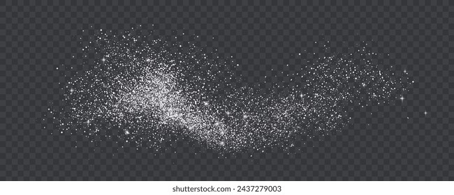 Estrellas brillantes con remolinos brillantes plateados, diseño brillante. Movimiento mágico, líneas brillantes sobre un fondo negro.