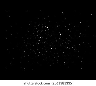 Glittering stars with silver shimmering swirls, shiny design. Magical motion, sparkling lines on a black background, Sparkling glitter border, festive frame. Great for wedding invitations, party post.