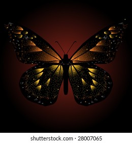 Glittering, stylized monarch butterfly background - vector