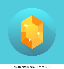 Glittering Sunny Amber stone in flat design with beautiful colors