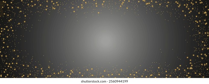 Glittering vector dust on isolated background. Glittering gold lights. Christmas Holiday glow particle. Magic star effect. Shine background. Festive party design