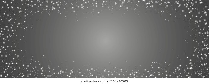 Glittering vector dust on isolated background. Glittering white lights. Christmas Holiday glow particle. Magic star effect. Shine background. Festive party design