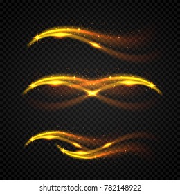 Ola que ensucia. Espuma de oro vectorial sobre fondo negro.