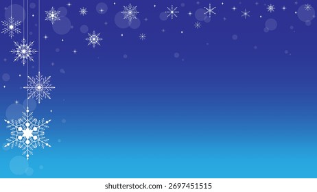 Papel de parede brilhante branco floco de neve polvilha fundo no inverno com pano de fundo azul
