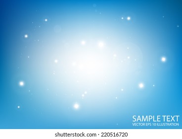 Glitters in blue vector space background illustration - Vector abstract blue space sparkles template background