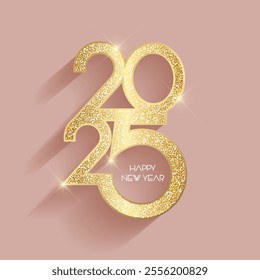 Glittery gold sparkling Happy New Year background design