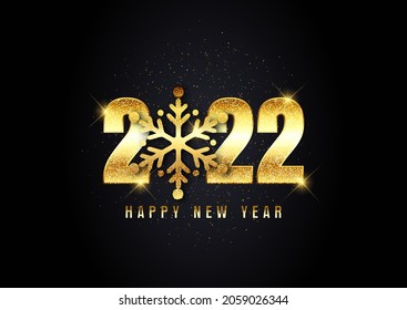 Glittery Happy New Year Hintergrund mit Schneeflocken-Design