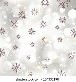 Glittery lights silver abstract Christmas background.