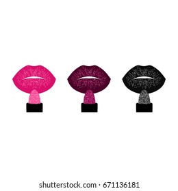 Glittery lips and lipstick vector illustration