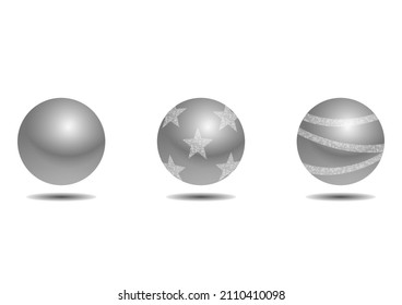 Glittery metallic ball illustration set (white background, vector, cut out)