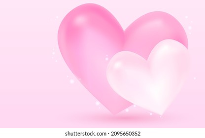 Glittery and stylish 3D heart for Valentine's Day, copy space available