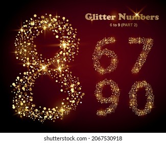 Glittter numbers made of golden particles and sparking shiny lights - Part 2 