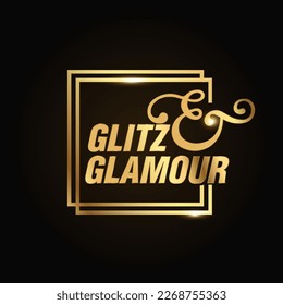 Glitz und Glamour goldenes Vektorsymbol. Typografie-Einheit Glitz und Glamor.