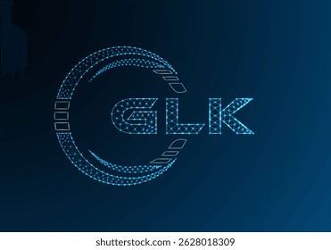 GLK Low-Poly-Buchstaben-Logo, Vektordesign. GLK Logodesign mit niedrigem Poly. Low-Poly-Logo