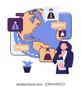 gllobal social networks online flat style illustration vector design