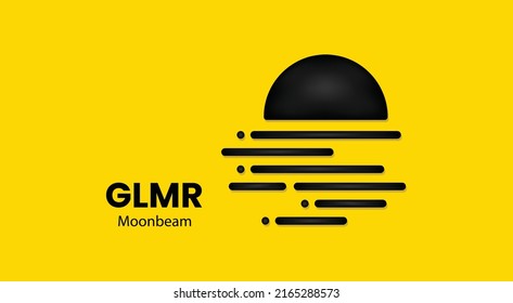 GLMR coin cryptocurrency 3d logo isolated on yellow background with copy space. vector illustration of Moonbeam coin banner design concept. svg