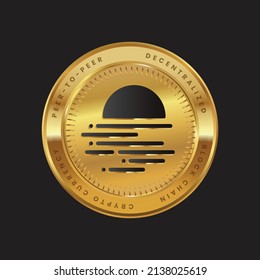 GLMR Cryptocurrency logo in black color concept on gold coin. Moonbeam Coin Block chain technology symbol. Vector illustration. svg
