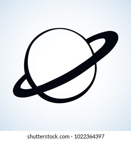 Glob giant duo gas orb ball shape on white sky backdrop. Outline sci-fi ui study cosmo concept. Simple line black ink hand drawn logo emblem sketchy in retro doodle comic engraved style pen on paper