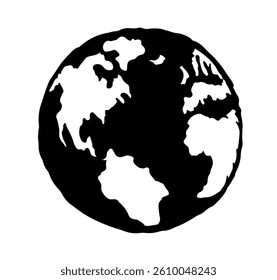 Glob orb round hemisphere shape on white backdrop. Simple network science study ui concept. Bright blue abd green color hand drawn water element logo emblem design in art retro doodle cartoon style