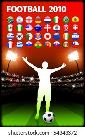 Global 2010 Soccer Match with Stadium Background Original Illustration