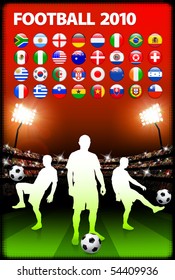 Global 2010 Soccer Match with Stadium Background Original Illustration