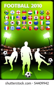 Global 2010 Soccer Match with Stadium Background Original Illustration