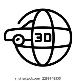 Global 3d printing icon outline vector. Printer design. Side brake