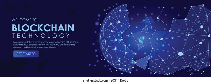 Global Abstract Bitcoin Crypto Currency Blockchain Technology line particle background Illustration , Polygonal triangle web