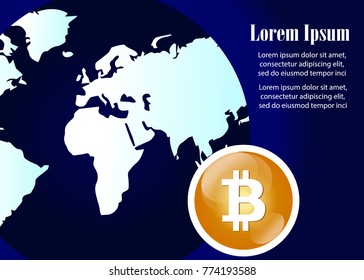 Global Abstract Bitcoin Crypto Currency Technology World Map