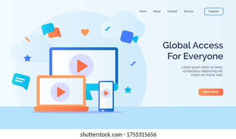 Global access for everyone for campaign web website home homepage landing page template with filled color modern flat style design vector illustration