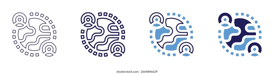 Global access icon in 4 different styles. Thin Line, Line, Bold Line, Duotone. Duotone style. Editable stroke.