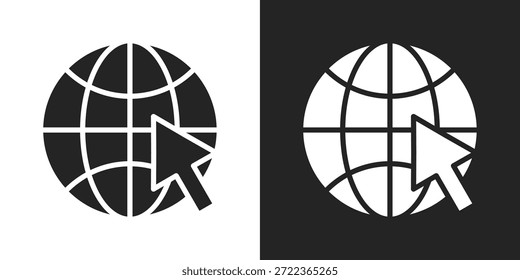 Icono de acceso global en estilo de glifo blanco y negro