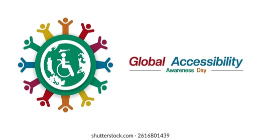 Global Accessibility Awareness Day. People and earth. Suitable for posters, banners, social media and more. White background.