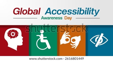 Global Accessibility Awareness Day. Suitable for posters, banners, social media and more. White background.