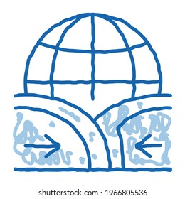 global action ground movement sketch icon vector. Hand drawn blue doodle line art global action ground movement sign. isolated symbol illustration