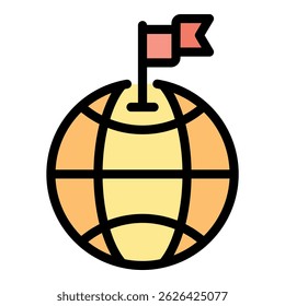 Icono de adaptación global. Esquema de Vector de adaptación global de color plano aislado