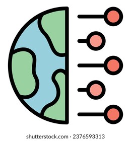 vector de contorno de icono de ventaja global. Juego de ganancias. Color plano del equipo de decisión