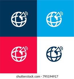 Global Advertisement four color material and minimal icon logo set in red and blue