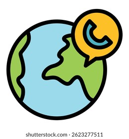 Global agent icon. Outline global agent vector icon color flat isolated
