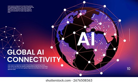 Global AI Connectivity - Artificial Intelligence and Networked World Illustration