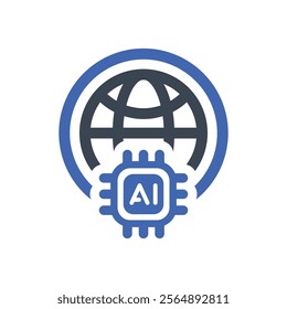 Global ai icon, Vector graphics