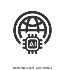 Global ai icon, Vector graphics