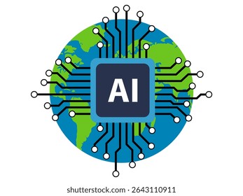 Concepto de tierra de circuito digital de tecnología de IA global