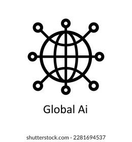 Global Ai Vector    outline Icons. Simple stock illustration stock
