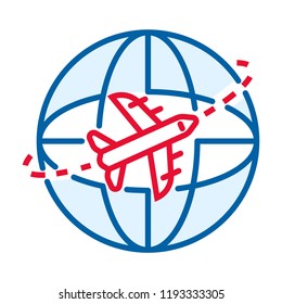 Global air delivery icon. Outline global air delivery vector icon for web design isolated on white background