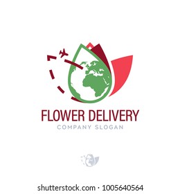 Global Air Transportation Flowers design, vector logotype