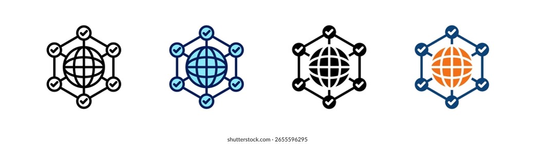 Globales All-in-One-Symbol Multi-Styles Vektor-Set