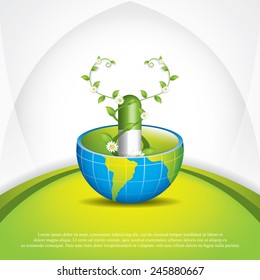 Global alternative medication.Herbal pill vector