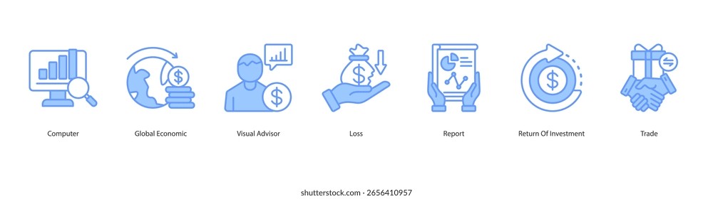 Global Analysis icon set computador, global economic, conselheiro visual, perda, relatório, retorno do investimento, comércio
