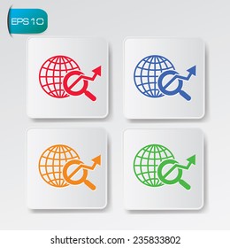 Global analysis icons on buttons,clean vector